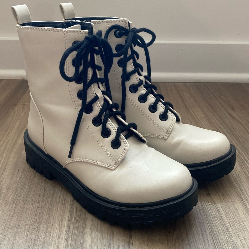 Women’s White Combat Boots